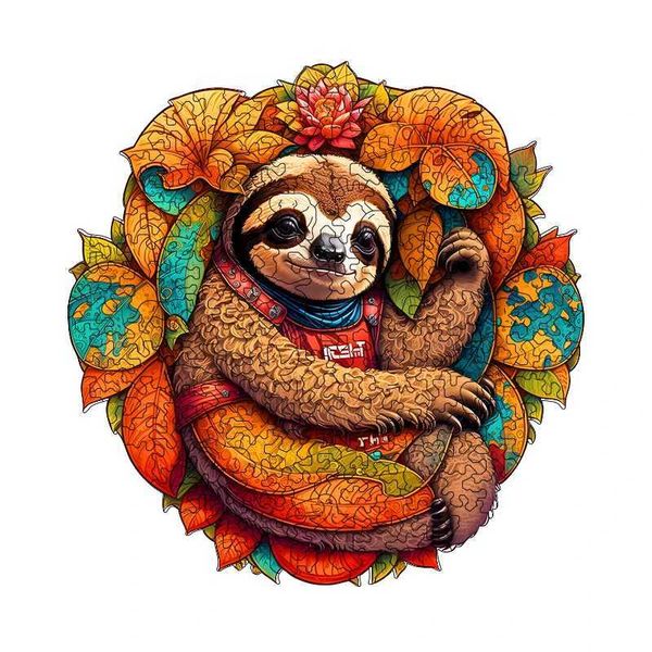 Cute sloth wooden puzzle special-shaped puzzle decpression diffict puzzle toy Birthday holiday gift game Z250117