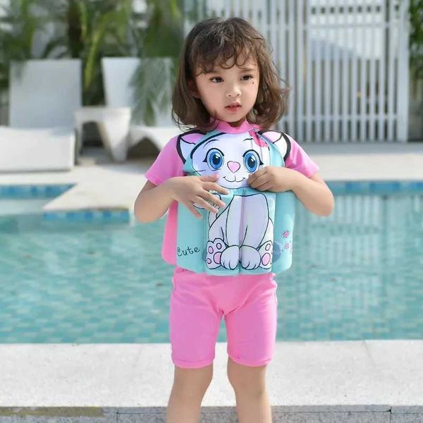 Kids Buoyancy Swimsuit Boy Girl One-piece Swimwear Children Cartoon Print Swimming 2024 New Infant Floating Rash Guards Clothing W250210