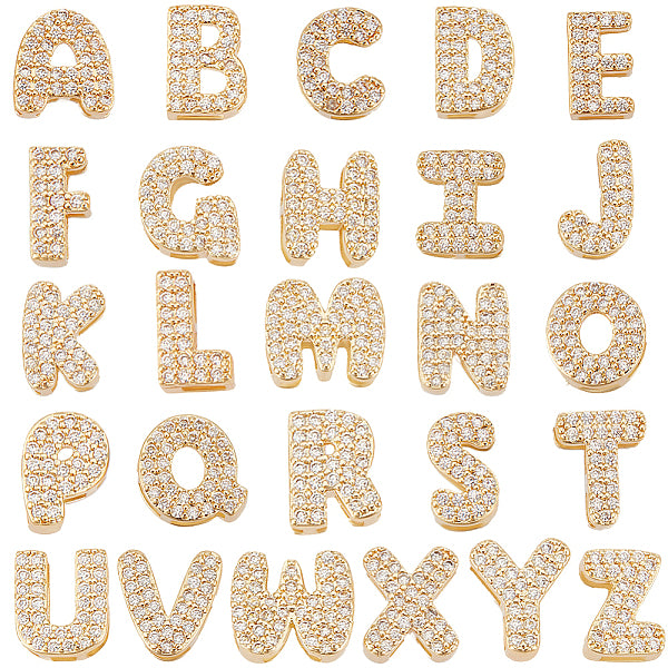 26 Stück 26 Stile Messing Micro Pave klare Zirkonia Charms