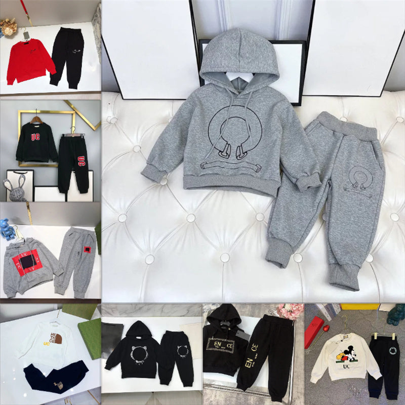 Designer Hoodie Children Clothing Sets Velvet Sweatshirts Two-piece Set For Kids Luxury Pants Boy Girls Tracksuit Cotton Hoodie Kid Pullover