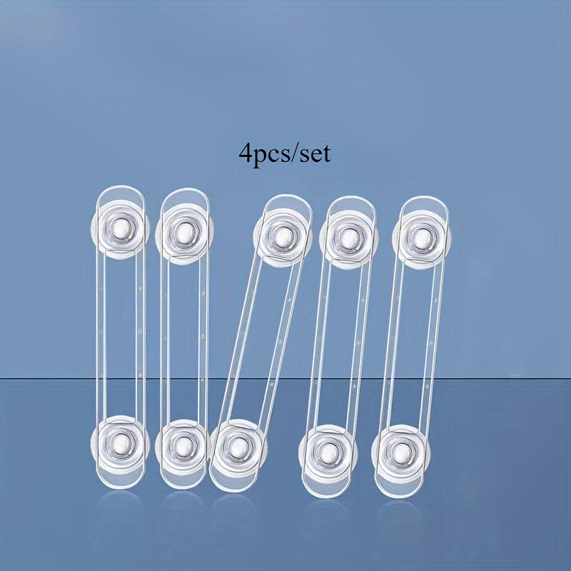 TEMU 4pcs Safety Lock Transparent Anti-opening Soft Strap Safety Lock Multi-functional Drawer Refrigerator Lock