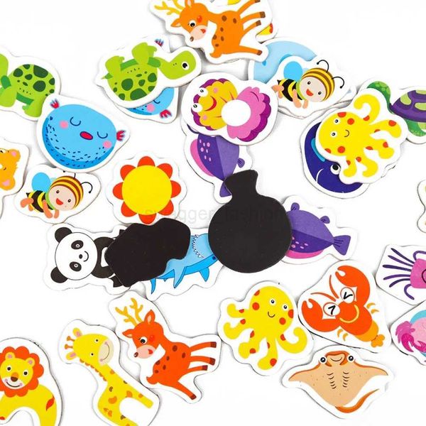 12pcs Fridge Magnets Animal Fish and Crab Wooden Fridge Magnet 3D Cartoon Sticker Toy for Kids Diy Office Whiteboard GadgetXJ240809