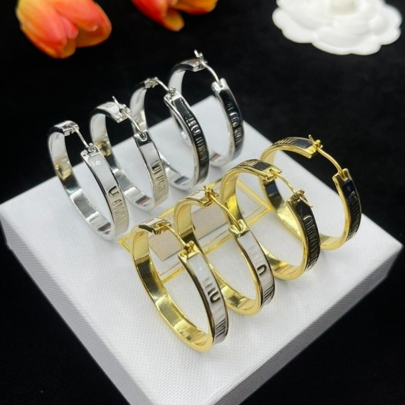 Designer Earrings for Woman Earrings Hoops High Quality Simple Letter Earrings Enamel Glaze Diamond Luxury Jewelry 925 Silver Needle Holiday Gift