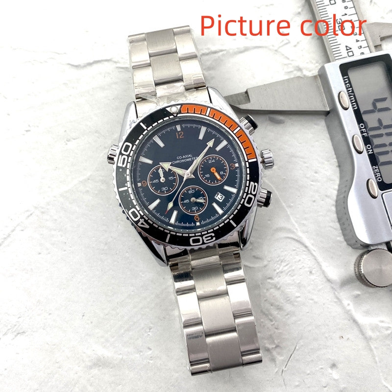 Ome WristWatches for Men 2024 New Mens Watches 40mm Six stitches All Dial Work Quartz Watch Top Luxury Brand Chronograph Clock Steel Belt Men Fashio