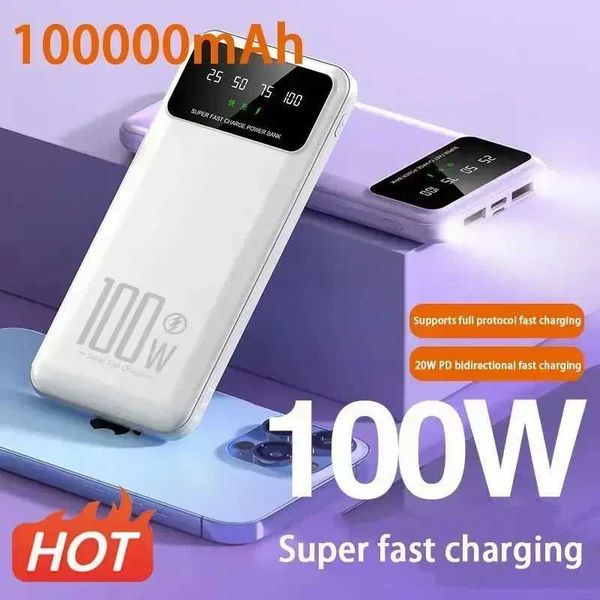 Cell Phone Power Banks 100000mAh 100W Super Fast Charging Power Bank Portable Charger Battery Pack Powerbank for iPhone Samsung NewCL240808