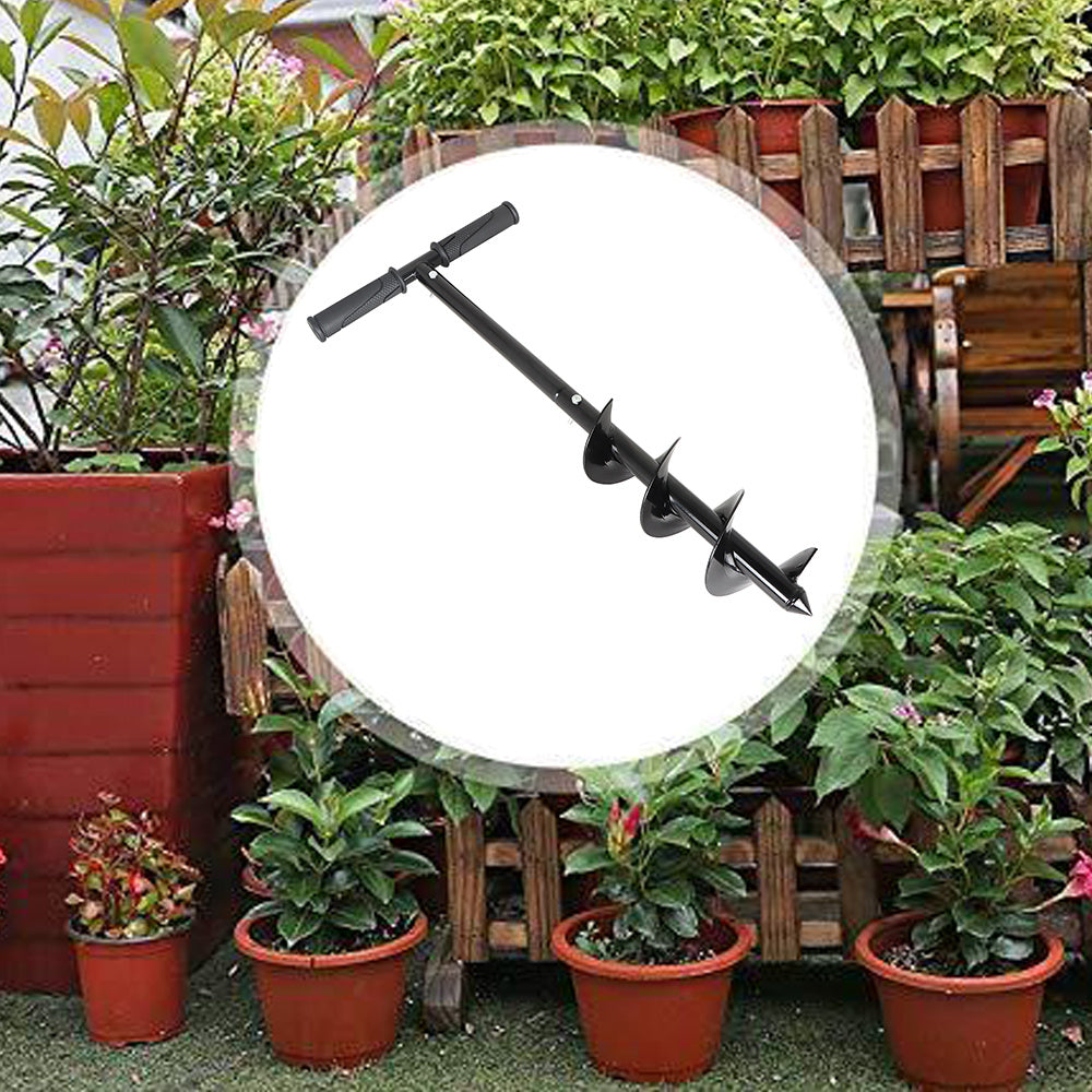 TEMU 4 X 24 Hand Auger Post Hole Digger T Shaped Hand Operated Auger Spiral Drill Bit Manual Garden Hole Digging Drill Bit Fit For Planting