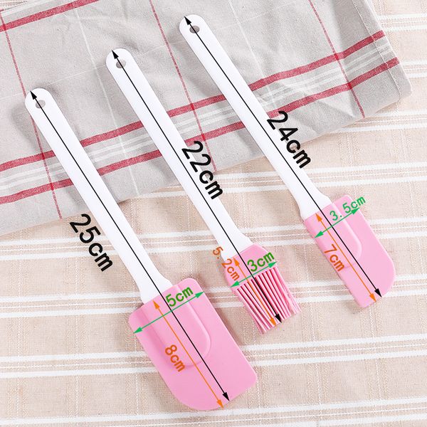 3Pcs Silicone Cream Scraper Diy Bread Cake Butter Spatula Mixer Oil Brush Non-Stick Baking Pastry Cream Spatula Kitchen Utensils