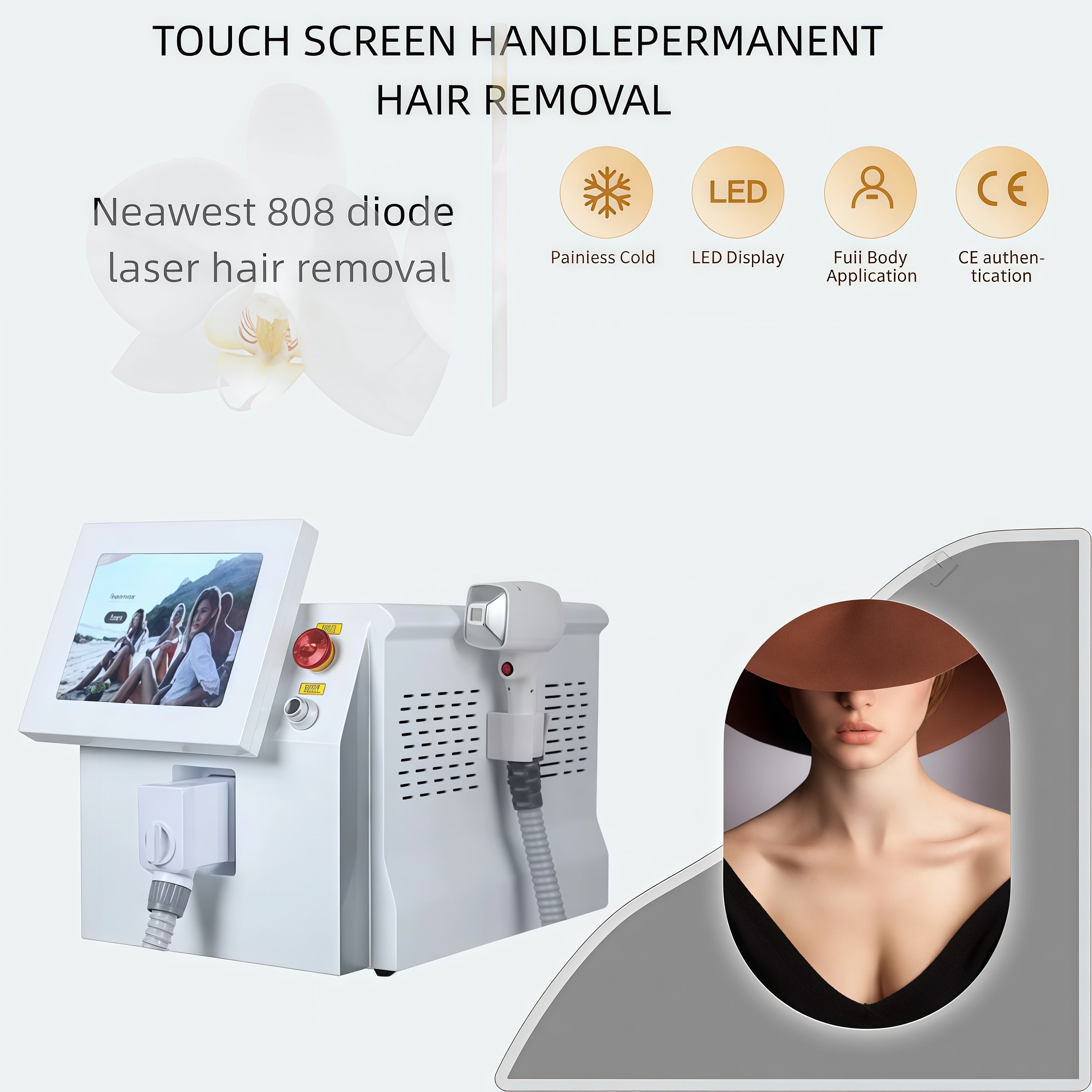 NEW 3-Wavelength 808nm 755nm 1064nm Diode Laser Hair Removal Machine Alexandrit Permanent Removal Cooling Head Painless Laser Epilator