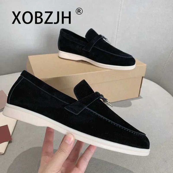 Casual Shoes Moccaines suede coat summer walking shoes womens spring and autumn fashion Kaosara leather metal pendant flat lazy slide mule H