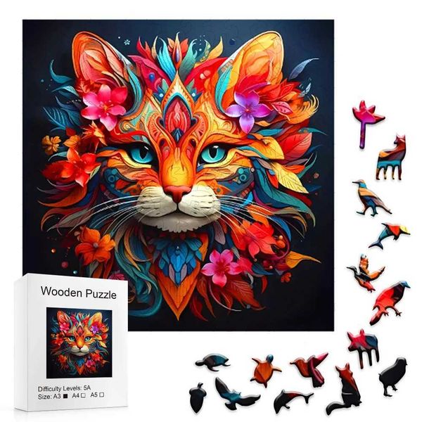 Beautiful Decorative Cat Like Flowers - Wooden Puzzle for Advanced Players - Creative Gifts of Various Special Shapes Adult GiftC250110