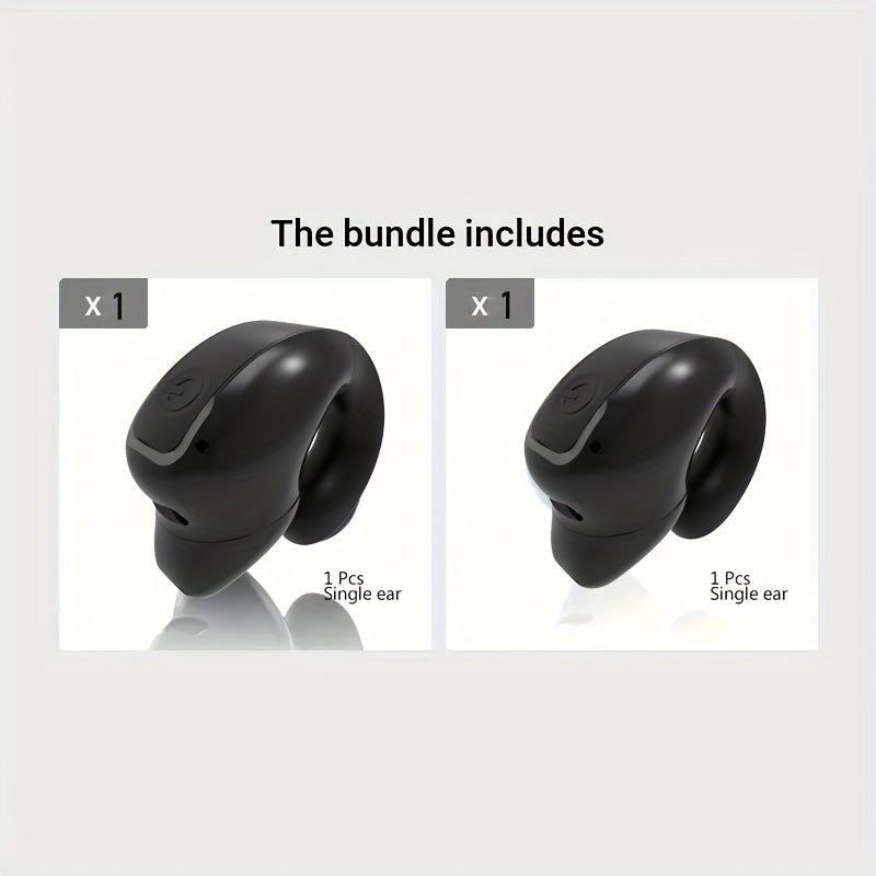 TEMU 1-2pcs Clip-on Wireless Earbuds With Noise Cancellation, Phone Control, Rechargeable Lithium Polymer Battery, Comfortable For Sports, Camping,