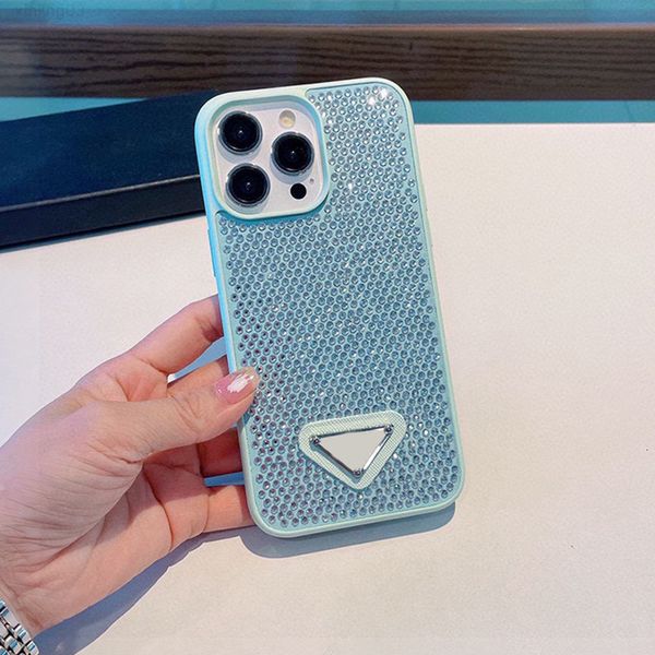 Phone Glitter Bling 2024 Cases For iPhone 15 14 Pro Max Case Fashion Designer Rhinestone Diamond Women Back Cover i 13 Promax 12 11 Triangle
