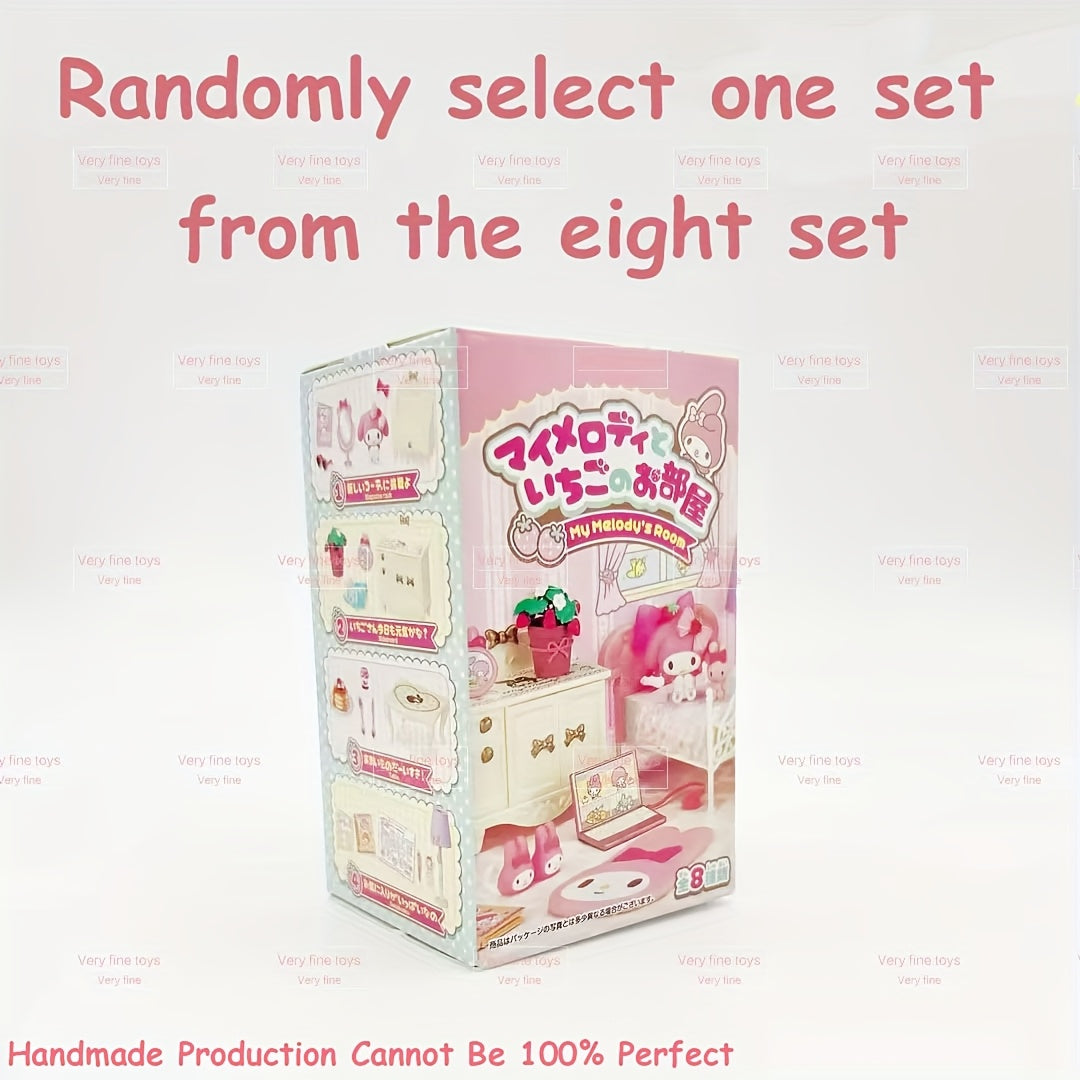 TEMU For My Melody Miniature Furniture Mystery Box - Adorable Cartoon Design Collectible Toy For Dollhouse Decor, Perfect Gift For Birthdays,