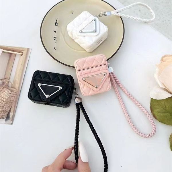 Accessories Airpods Case Luxury Designer 1 2 3 Airpod Professional Case Fashion Diamond Lattice Premium Soft Shell earphones Packaging Key c