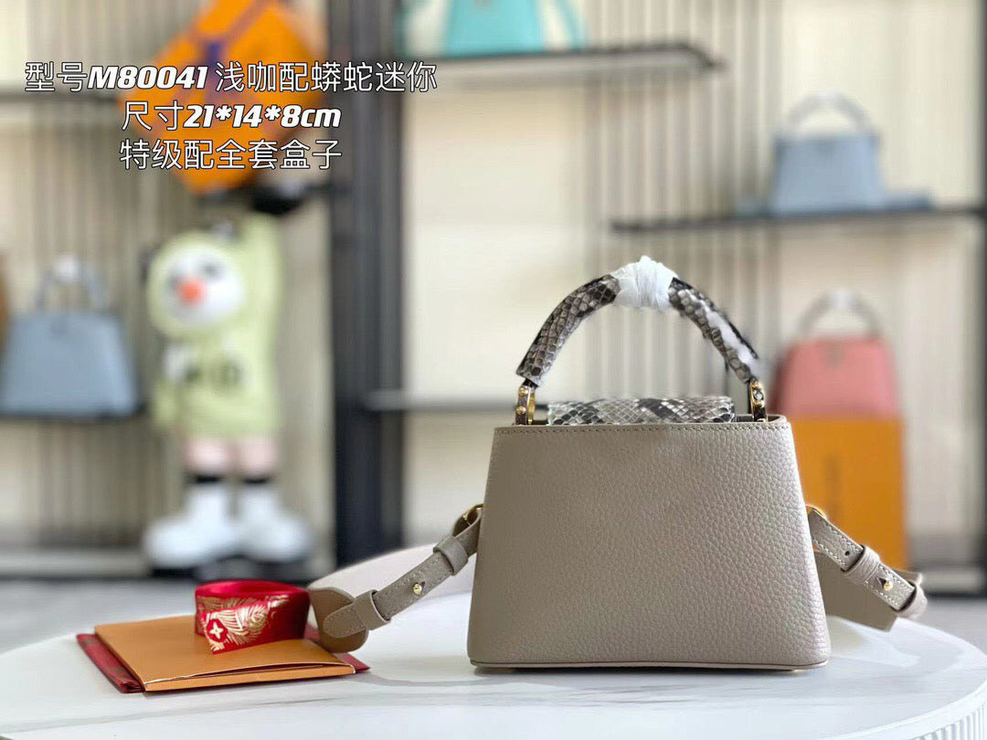 Mirror Master Quality Mini Handbag Cosmetic Bag Bowling Bag Leather Gorgeous Python Skin Exquisite Women Luxury Brand With Gift Box