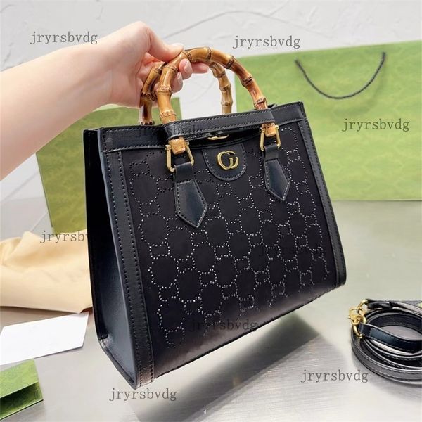 Womens Bamboo Handle Handbags Fashion Diana Tote Bag Designer Shoulder Bags Luxury Shining Diamond Crossbody Purse For Women Shopping Totes