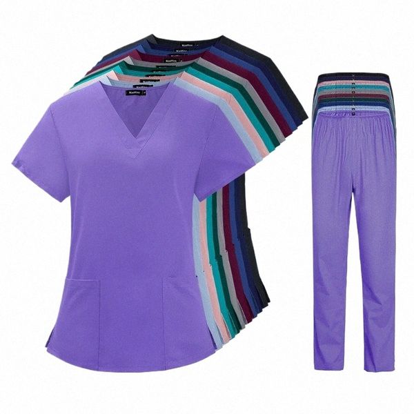 Spa Doctor de enfermagem Túmulo de túnica uniformes cirúrgicos Scrub Scrub Set Medical Nurse Beauty SN Snwarwear Screbs Clinical Top + Pant