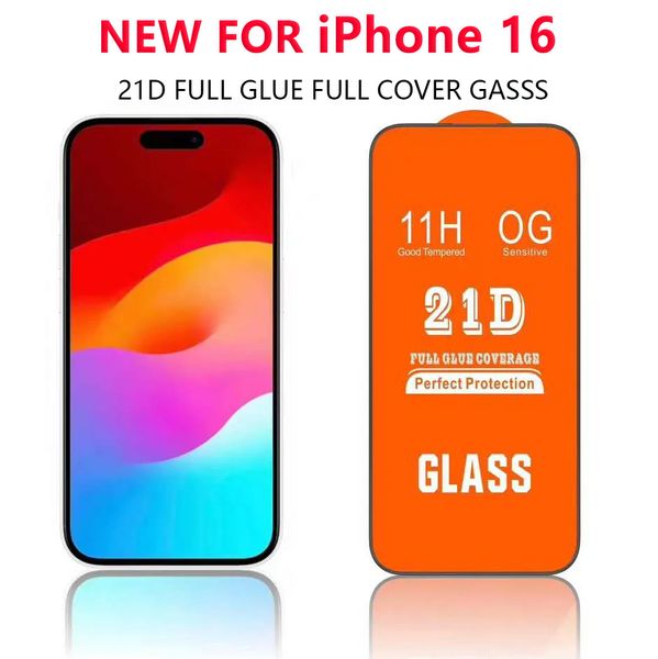 21D Plus Full Cover Tempered Glass Phone Screen Protector For iphone 16 15 14 13 12 11 PRO MAX mini XR XS 6 7 8 Samsung A12 A13 A33 A53 A73