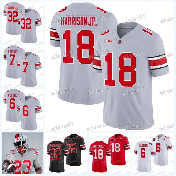 2023 Ohio State Buckeyes OSU College Football Jersey Marvin Harrison Jr Devin Brown Chip Trayanum TreVeyon Henderson Cade Stover Emeka Egbuk