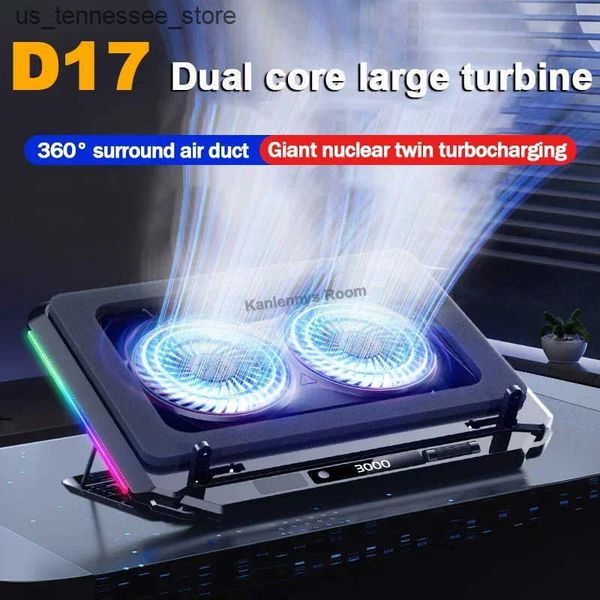Laptop Cooling Pads D17 Gaming Laptop Cooling pad for 15-21 Notebook Cooler Stand w- RGB Light 2 Fans 5 Angle Adjustable LED Screen Laptop B