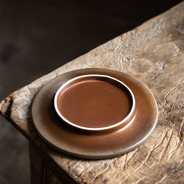 Coarse Pottery Kiln Change Auspicious Clouds Chinese Antique Handmade Pot Bearing Dessert Plate Fruit Plate Creative Tea Sauce