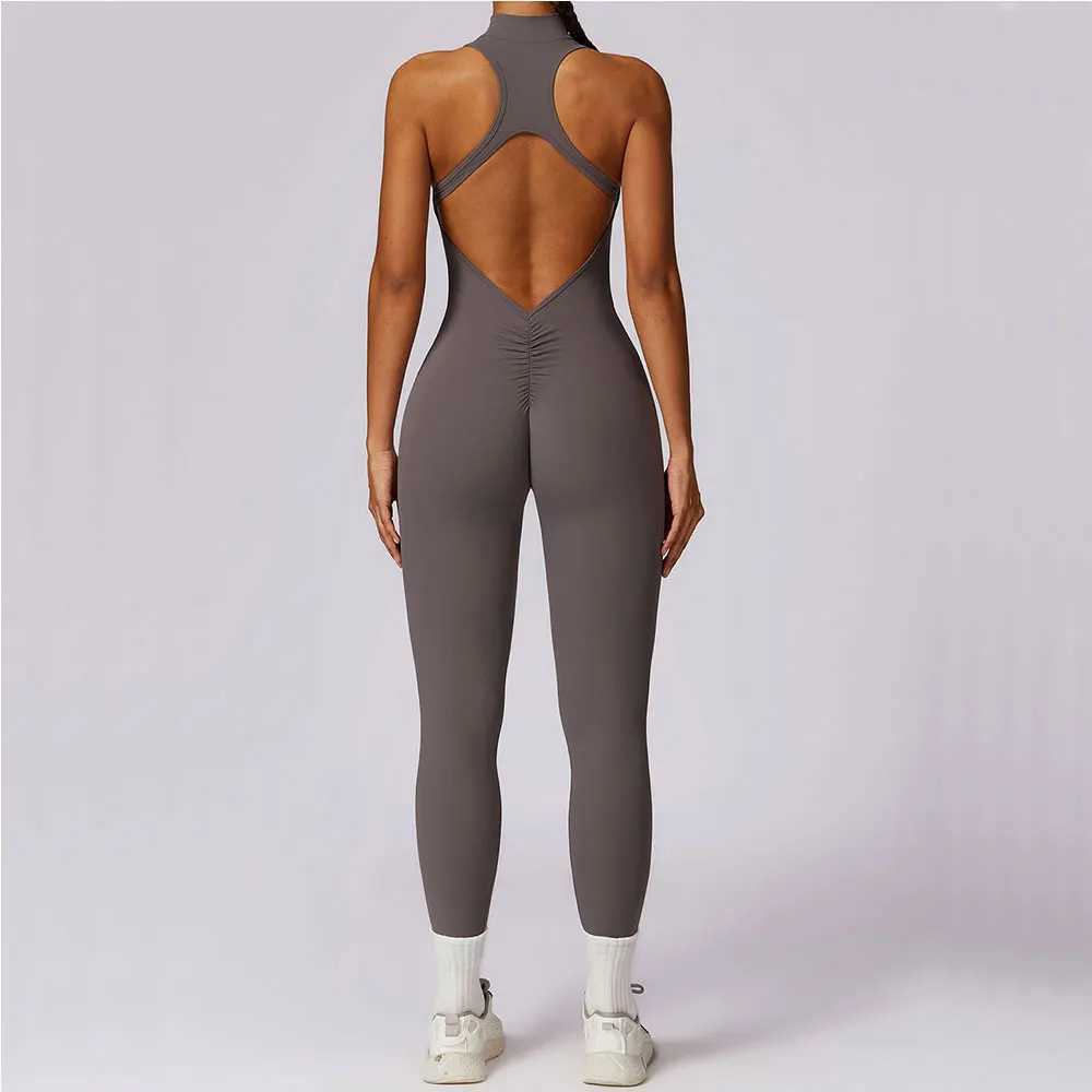 Zipper Yoga Jumpsuit Fitness Sports Overalls Gym Clothing Set Yoga Wear Pilates Workout Clothes Women Outfit Push Up ActivewearXJ250109