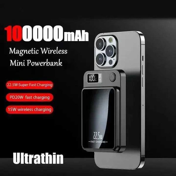 New 100000mAh wireless power pack magnetic Qi portable power pack C-type mini fast charger suitable for iPhone Mafe Y241104