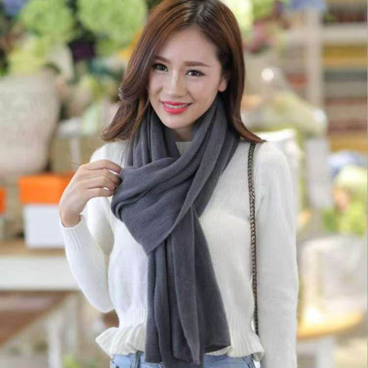 K1201 Autumn and winter new Korean style solid color warm couple scarf female no need knitting small flat imitation cashmere scarf wholesale