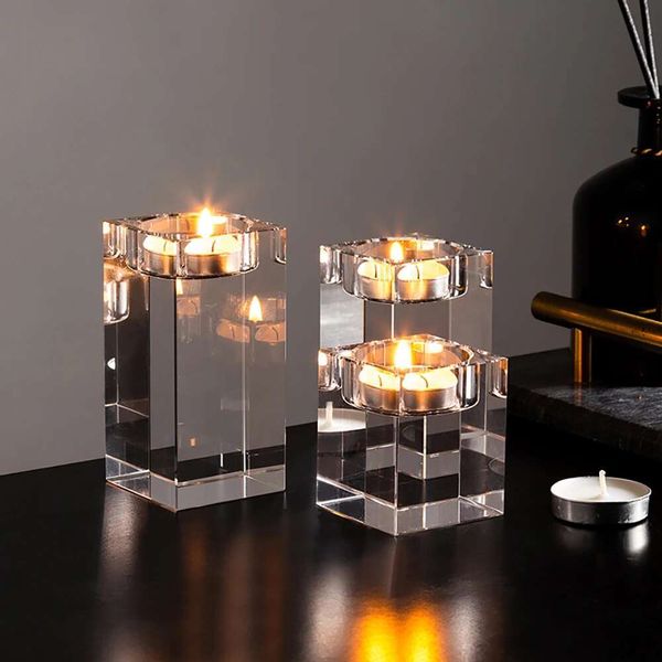 Crystal Modern Glass Creative Romantic Candle Holders Dining Dinner and Wedding Table Decorations Ornaments Desktop Candlestick stick