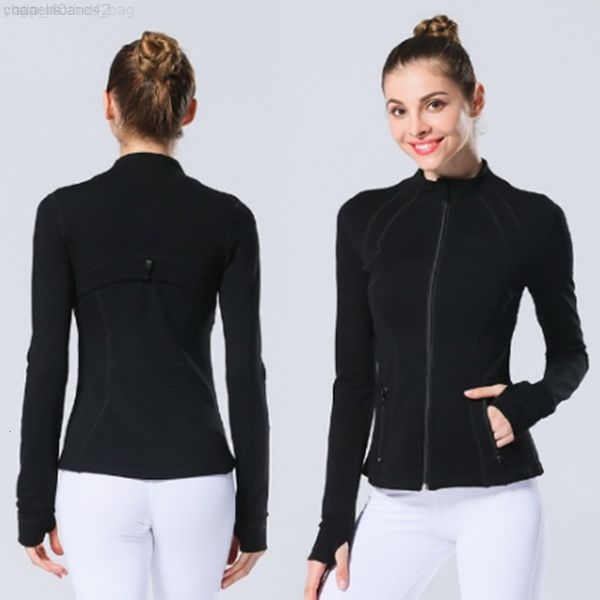 Womens yoga jacket definition training sports fitness jacket sports quick drying sportswear top solid color zippered sportswear hot selling