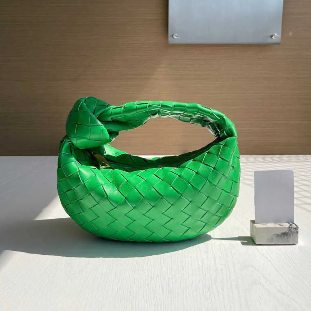 For Women Knotted Handle Sling Tote Candycolored Mobile Phone Top Leather Shoulder Backpack Fashion Braided Underarm Bag 2025