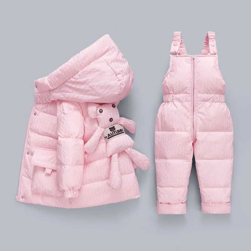 Winter Overalls Jumpsuit for Girls Boy Children Suits Jackets Kids Snowsuit Duck Down Parka Coat Toddler Baby Bear Toy OuterwearXJ241021
