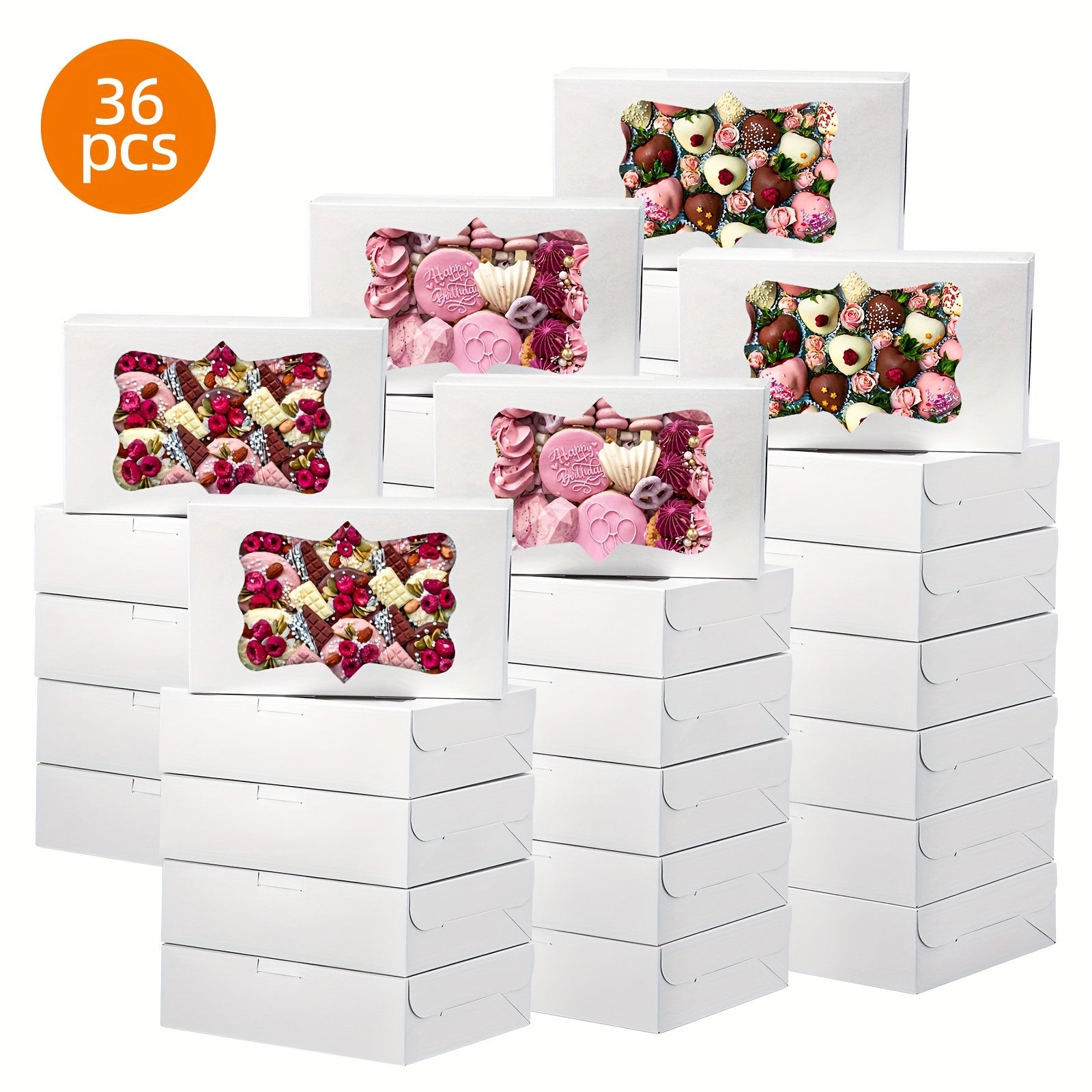 TEMU 36pcs Bakery Boxes, 12x8x2.5 Inches Bakery Boxes With Window, Cajas Pasteles For Cake, Cookie Boxes Dessert Boxes With Window Pastry Boxes For