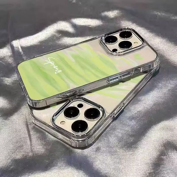 ddmygifts Spring Grass Graffiti Suitable for 14 Promax Phone Case 13 Transparent 12 Metal Photo Frame 8p Anti Drop 11 A