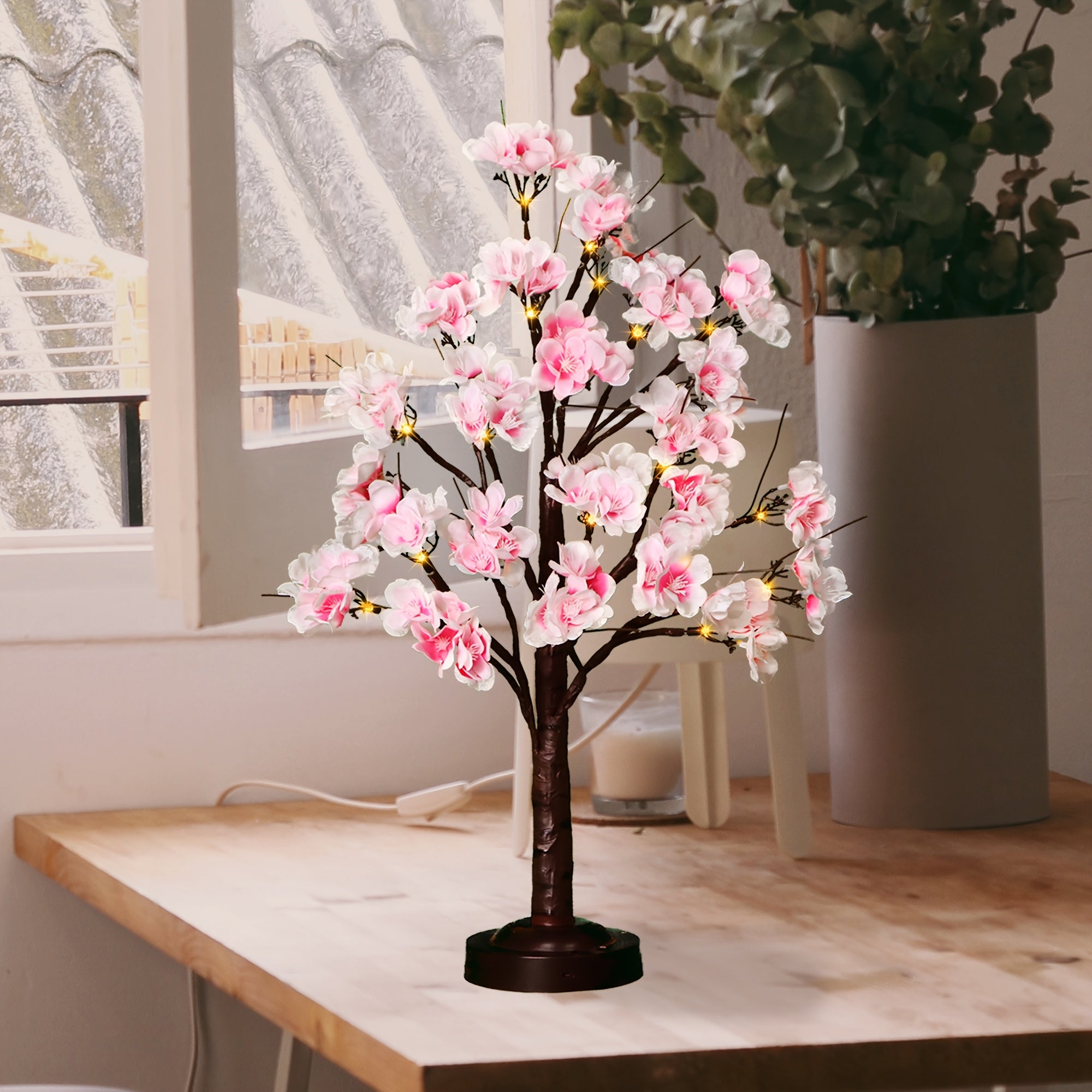 TEMU 17.7" Led Tabletop Tree Light - 24 Warm White Leds, 8 Lighting & Timer, Usb-battery Powered, Branches For Easy Shaping, Spring Decor, Home,