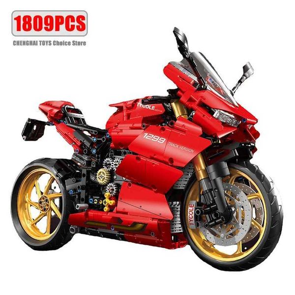 High Tech 1 5 Motorcycle City Sports Rapid Racing Motorbike Locomotive Moc Modular Brick Model Building Block Boy Gift Toy T4020C250211