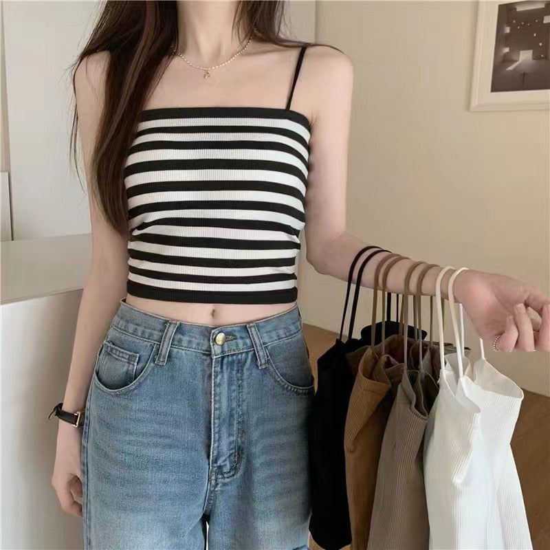 Women&#039;s Tanks & Camis Mesh Red Thread Sling without Marks Size Latex Fixation One Piece Cup Wrap Chest Vest Female Xia