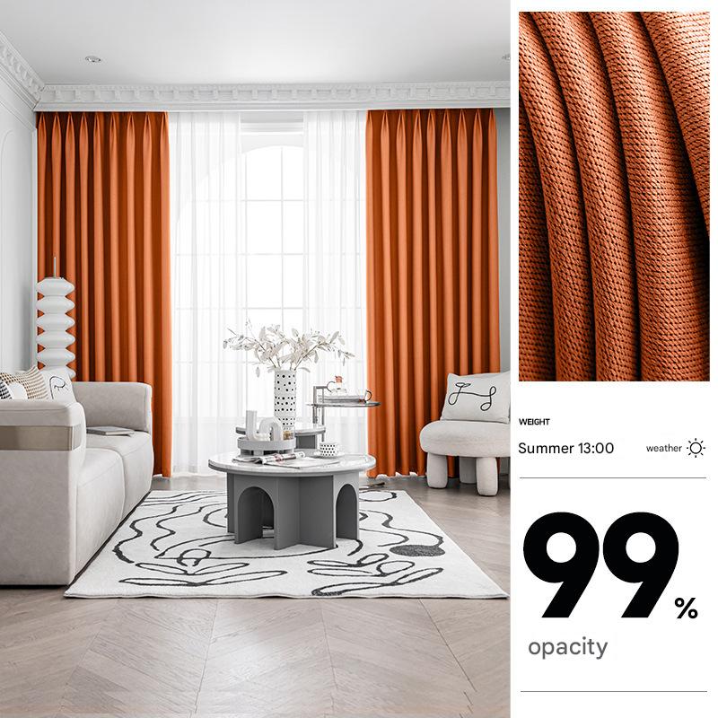 YL-36841 Thickened double-sided linen blackout curtain project hotel school sound insulation heat insulation blackout cotton linen curtain