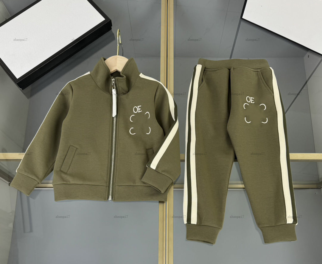 Top baby Coat set Leather zipper design Tracksuits Kids designer Clothes Hooded jackets and casual pants A946X26N000