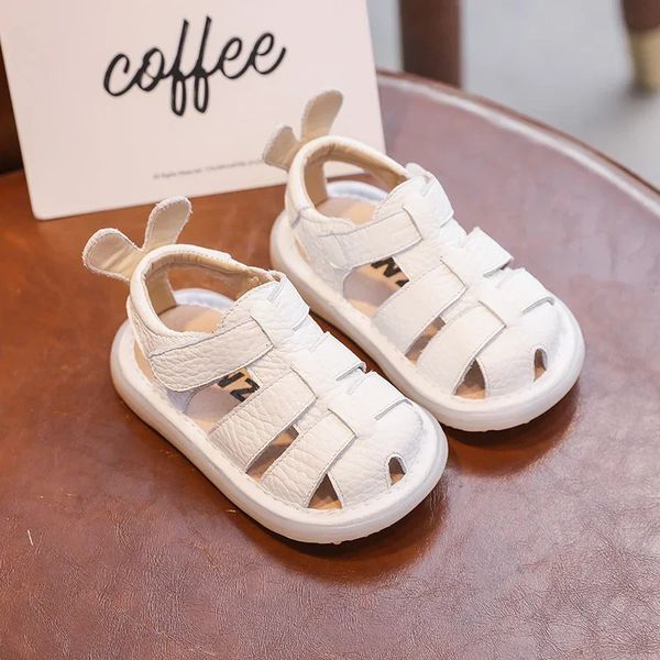 Baby Girls Boys Sandals Summer Anticollision Infant Toddler Shoes Genuine Leather Soft Bottom Kids Children Beach 240416