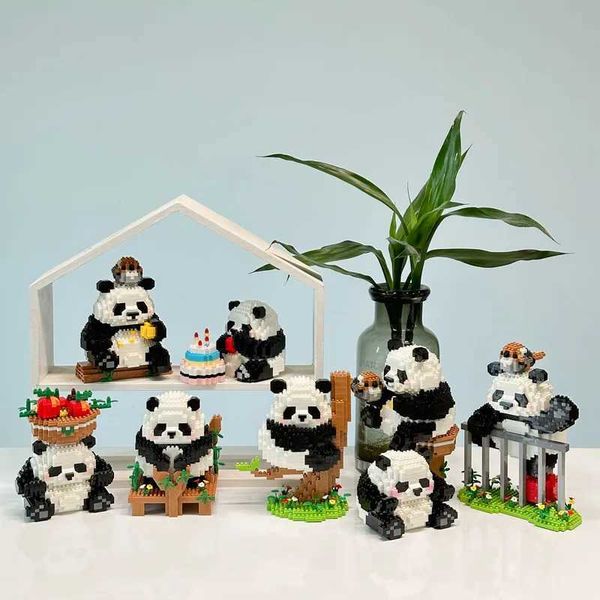 Blocks Blocks Cute animals nano building blocks miniature diamond panda park and swing sets assembled block models educational toys gifts H2