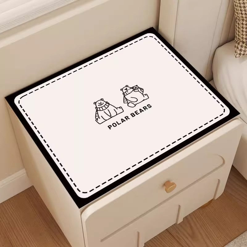 Simple checkered bedside table mat high-grade leather texture tablecloth waterproof and stain-resistant cover cloth tablecloth SVB701