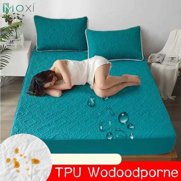 100% Waterproof Mattress Protector Cover Elastic Queen King Size Fitted Bed Sheet Solid Bed Cover Pillowcase Need OrderXJ240904