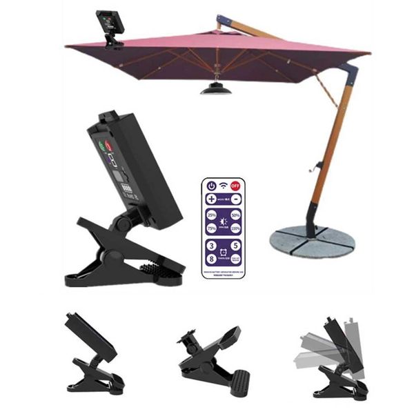 Solar Powered Clip-On Umbrella Lamp Remote Control LED Parasol Lights IP65 Waterproof Power Display for Beach Camping Tent Party Y240820