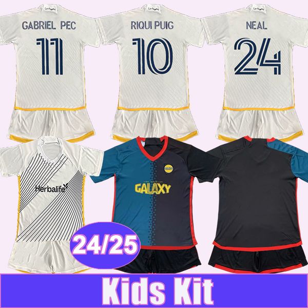 2024 25 LA Galaxy Kids Kit Soccer Jerseys JOVELJIC REUS NEAL BRUGMAN GABRIEL PEC RIQUI PUIG Home 3rd Football Shirts Short Sleeve Adult Unif