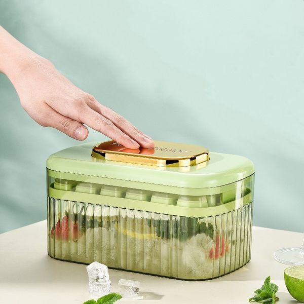 Ice Cream Tools Press Type Cube Maker Box Tray Food Grade Silicone Kitchen Gadget Bucket Ball Mould for Beer Coffee Quick freeze 230520