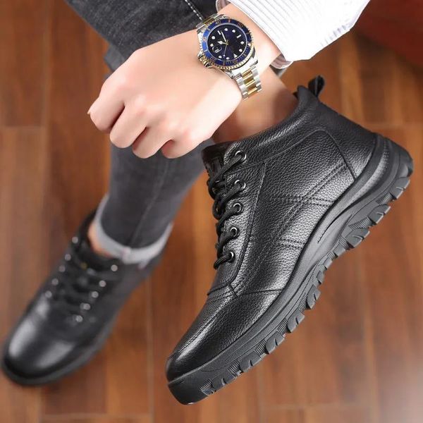 Waterproof Men Winter Men&#039;s Lightweight Hight Top Leather Casual Shoes No Slip Warm Snow Boots Plush Women Footwear ed99 &#039;s