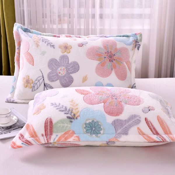 Pillow Case 2PC custom flannel pillowcase coral fleece winter thick warm pillowcase double-sided velvet bedding 241107