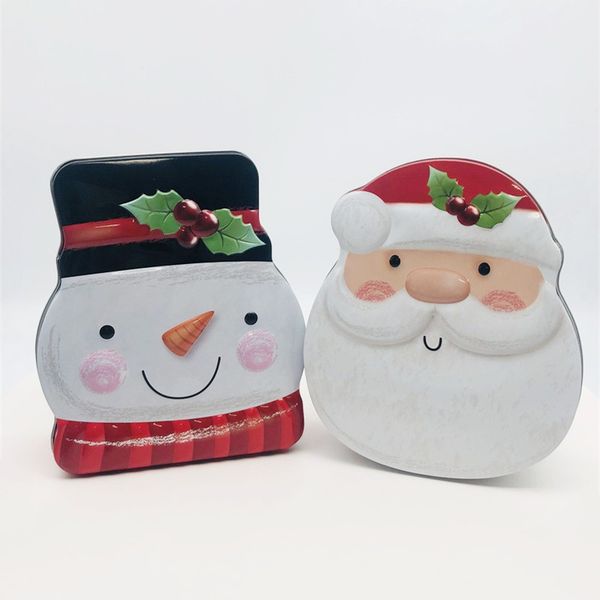 In stock New Design Snow man shape tin can small candy chocolate box cookie tin box for decorative Christmas tins