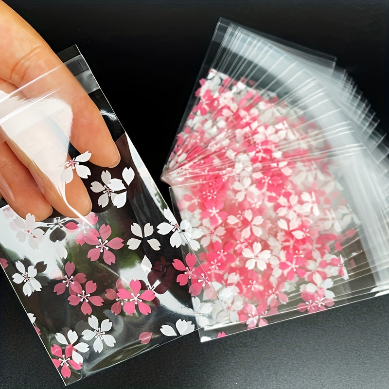 TEMU 150 Pink And White Flower Printed Gift Bags, Small Candy And Cake Packaging Bags, Small Object Decorative Bags 2.76 Inches ×2.76 Inches Eid .